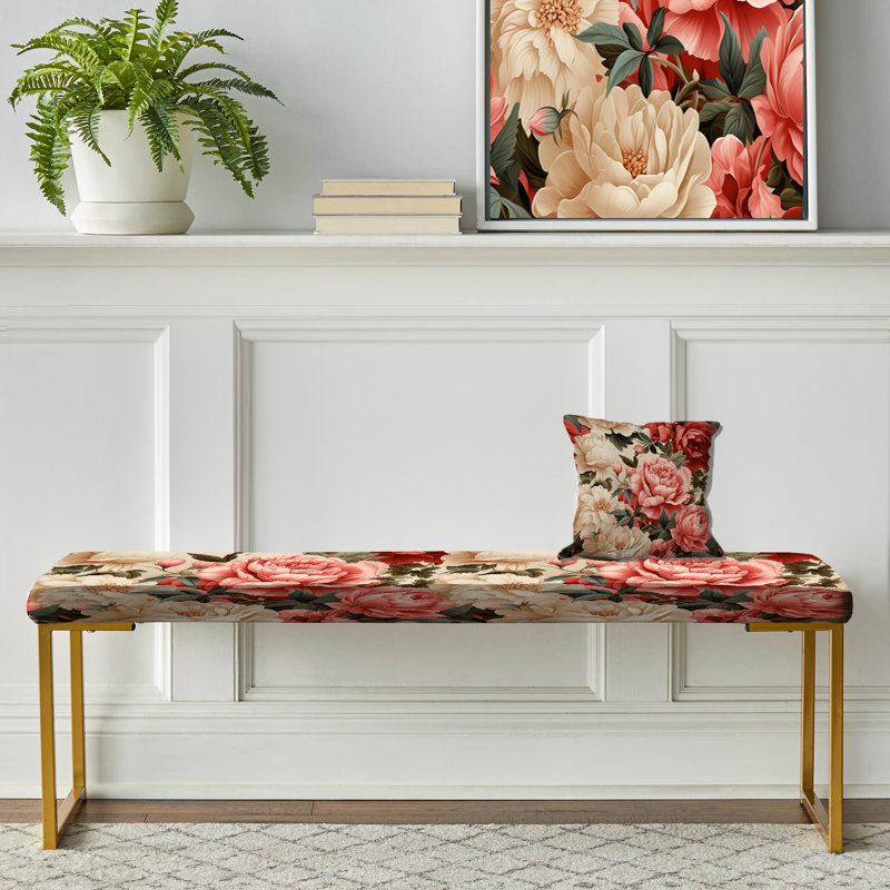 Patterned upholstered bench cheap